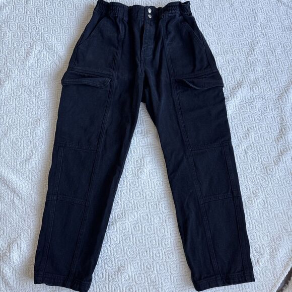 Pacsun Womens Relaxed Fit Elastic Waist Pockets Cargo Pants In Black Size L - Picture 1 of 8